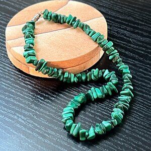 Vintage Malachite Chip Beaded Necklace